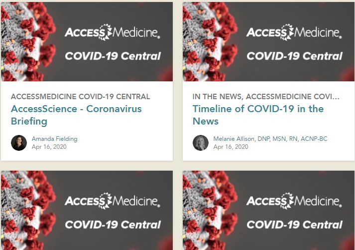 Thông  báo nguồn học liệu miễn phí về Covid-19 - AccessMedicine Covid-19 Central